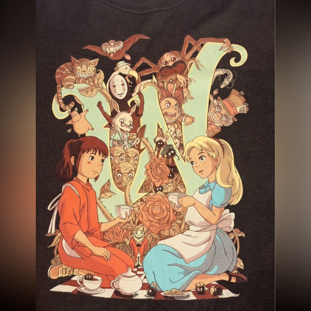 Spirited away Alice in wonderland shirt